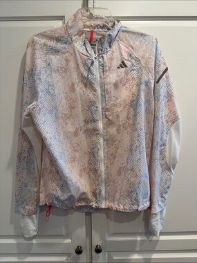 adidas Light Pink & Pale Blue Snake-Print Zip Jacket